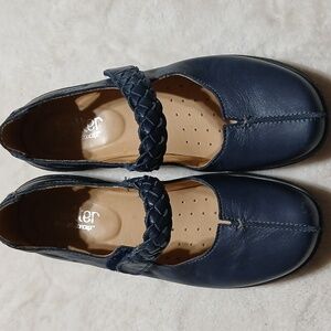Hotter Shake Mary Jane Blue Leather Shoes Size 7.5